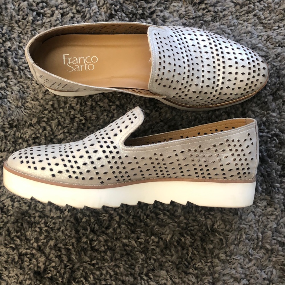 Silver platform loafer